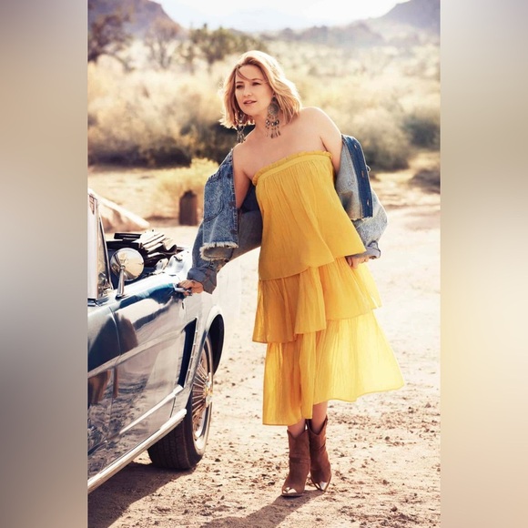 Happy X Nature Yellow Sleeveless Tiered Midi Dress OR Maxi Skirt Size Large - Picture 2 of 7